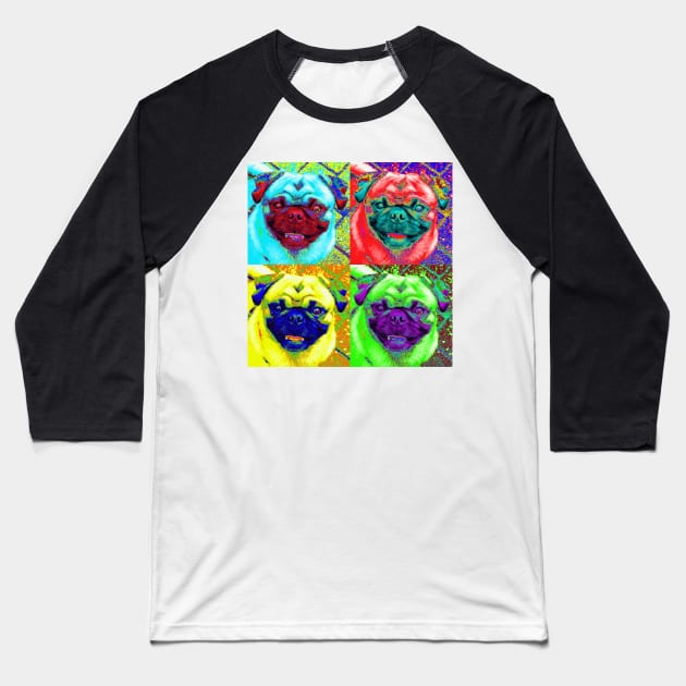 Pug Pop Art Design Baseball T-Shirt by Naves